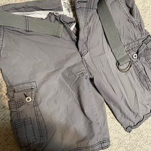 mens marc ecko cut and sew cargo shorts grey size 33.